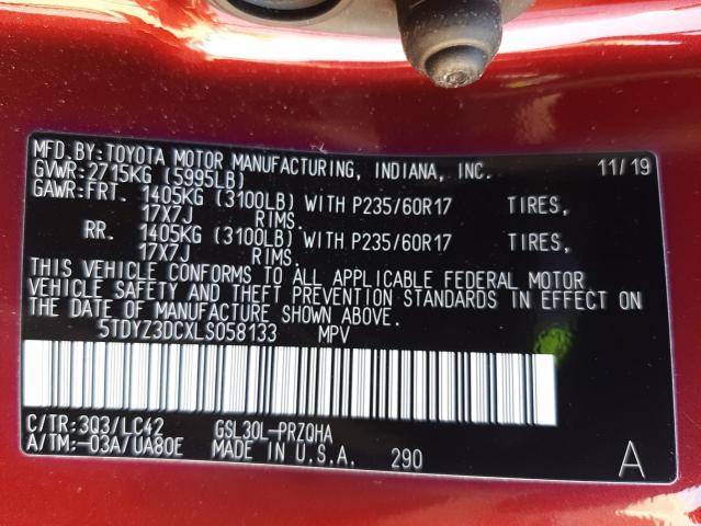 Photo 9 VIN: 5TDYZ3DCXLS058133 - TOYOTA SIENNA XLE 