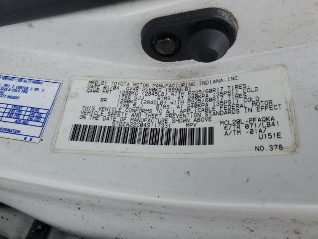 Photo 12 VIN: 5TDZA22C04S117331 - TOYOTA SIENNA XLE 