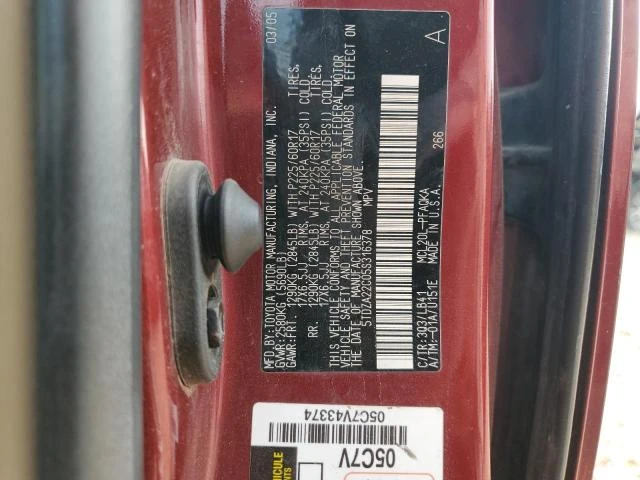 Photo 12 VIN: 5TDZA22C05S316378 - TOYOTA SIENNA XLE 