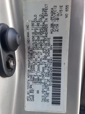 Photo 12 VIN: 5TDZA22C24S174341 - TOYOTA SIENNA XLE 