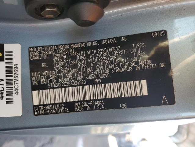 Photo 12 VIN: 5TDZA22C26S394520 - TOYOTA SIENNA XLE 