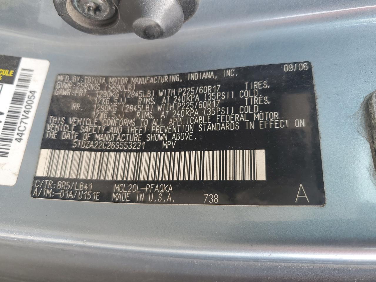 Photo 12 VIN: 5TDZA22C26S553231 - TOYOTA SIENNA 