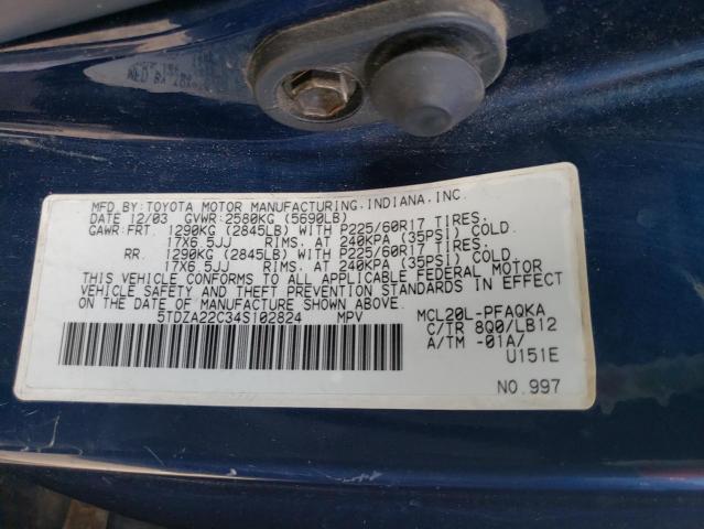 Photo 12 VIN: 5TDZA22C34S102824 - TOYOTA SIENNA XLE 