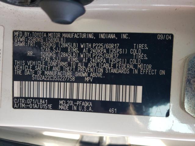 Photo 12 VIN: 5TDZA22C35S227758 - TOYOTA SIENNA XLE 