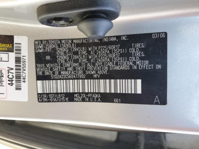 Photo 13 VIN: 5TDZA22C56S477892 - TOYOTA SIENNA XLE 