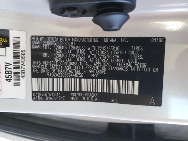 Photo 12 VIN: 5TDZA22C66S448756 - TOYOTA SIENNA XLE 