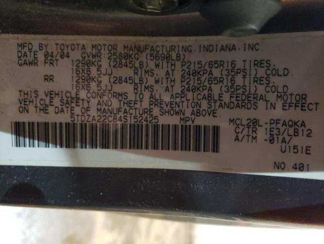 Photo 12 VIN: 5TDZA22C84S152425 - TOYOTA SIENNA 