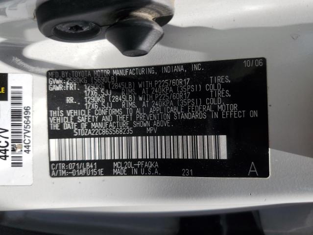 Photo 12 VIN: 5TDZA22C86S568235 - TOYOTA SIENNA XLE 