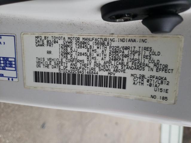 Photo 12 VIN: 5TDZA22C94S146844 - TOYOTA SIENNA XLE 