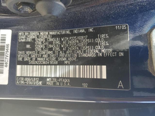 Photo 12 VIN: 5TDZA22C96S418568 - TOYOTA SIENNA XLE 