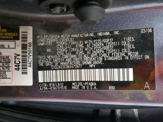 Photo 12 VIN: 5TDZA22C96S472677 - TOYOTA SIENNA XLE 