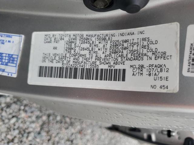 Photo 12 VIN: 5TDZA22CX4S115585 - TOYOTA SIENNA XLE 