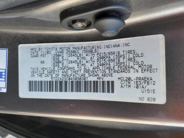 Photo 12 VIN: 5TDZA23C04S090307 - TOYOTA SIENNA CE 