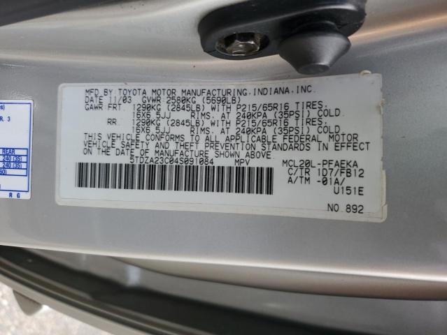 Photo 12 VIN: 5TDZA23C04S091084 - TOYOTA SIENNA CE 