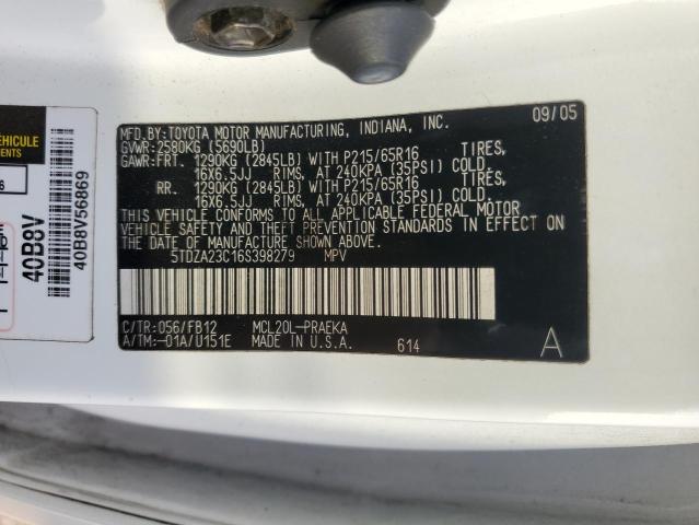 Photo 12 VIN: 5TDZA23C16S398279 - TOYOTA SIENNA CE 