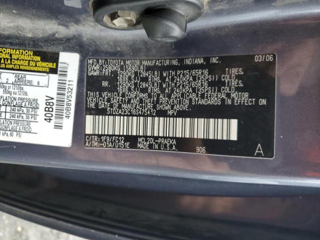 Photo 12 VIN: 5TDZA23C16S475412 - TOYOTA SIENNA CE 