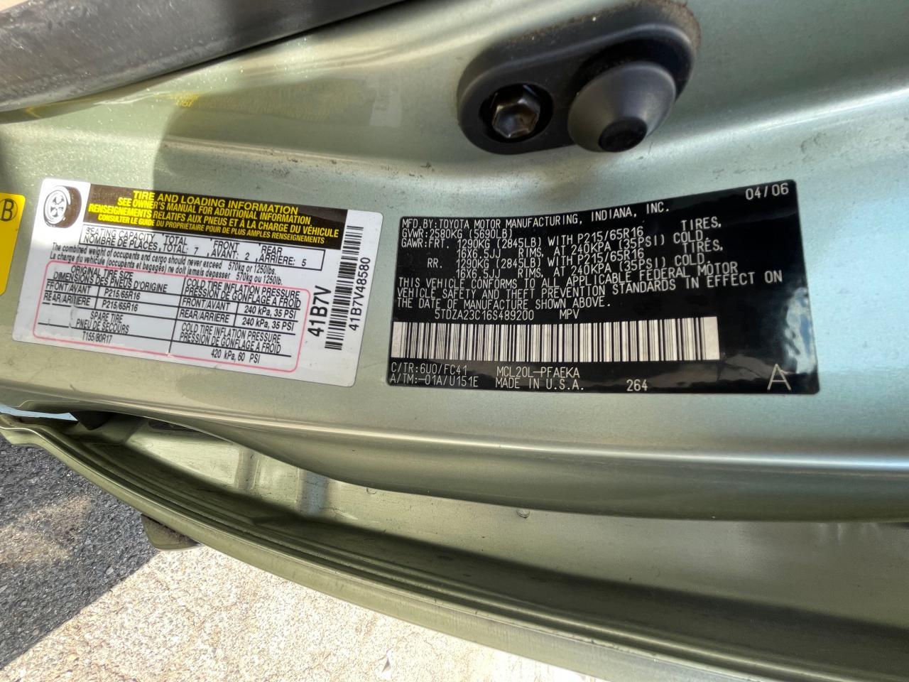 Photo 9 VIN: 5TDZA23C16S489200 - TOYOTA SIENNA CE 