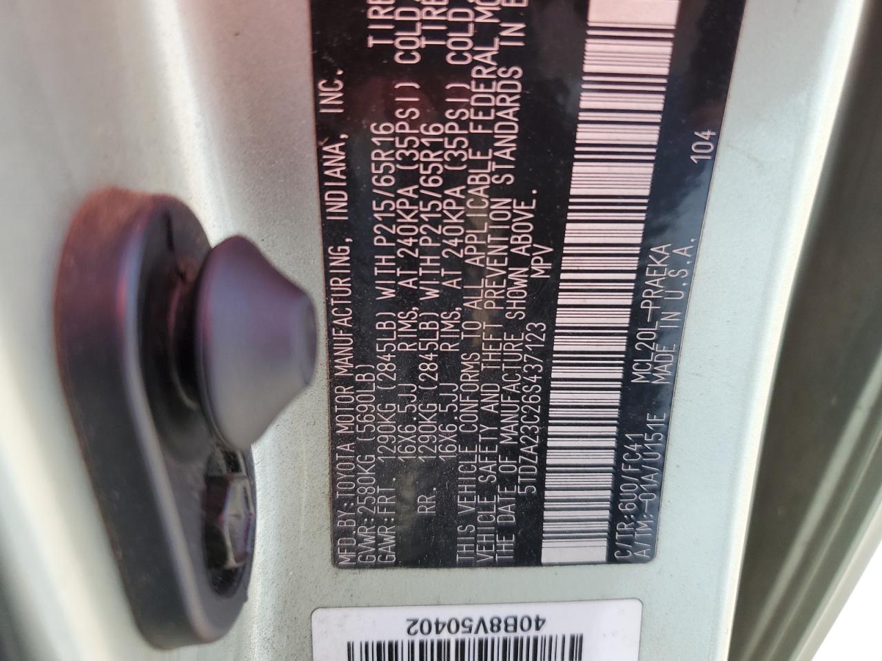 Photo 12 VIN: 5TDZA23C26S437123 - TOYOTA SIENNA 