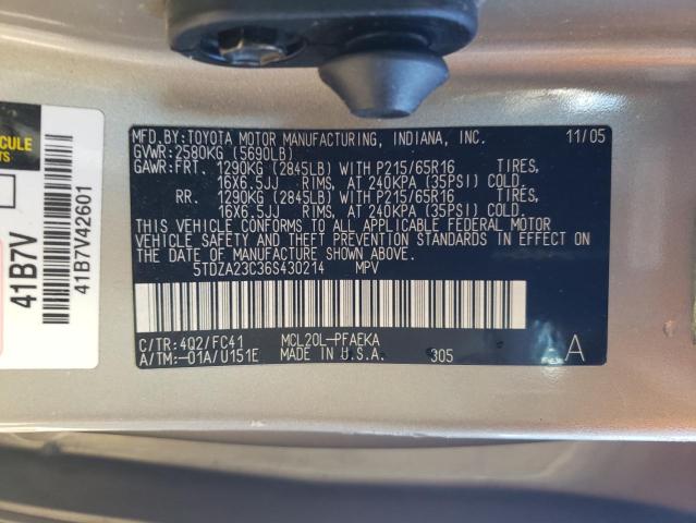 Photo 12 VIN: 5TDZA23C36S430214 - TOYOTA SIENNA CE 