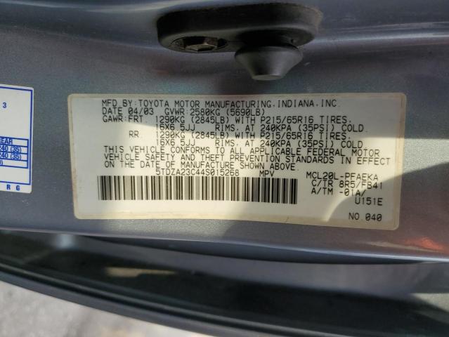 Photo 12 VIN: 5TDZA23C44S015268 - TOYOTA SIENNA CE 