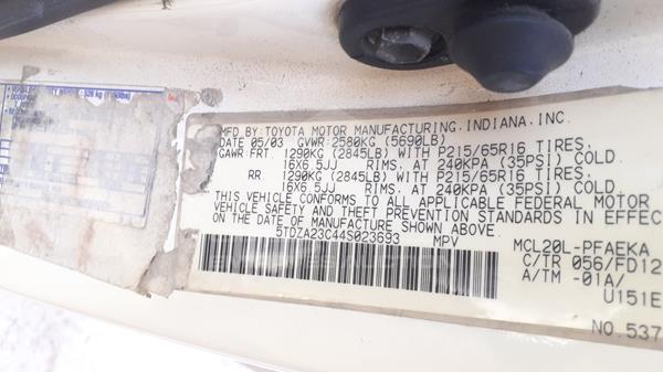 Photo 1 VIN: 5TDZA23C44S023693 - TOYOTA SIENNA 