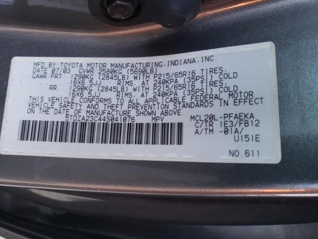 Photo 12 VIN: 5TDZA23C44S041076 - TOYOTA SIENNA CE 