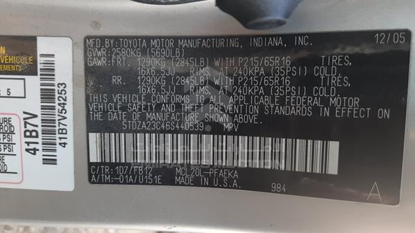 Photo 3 VIN: 5TDZA23C46S440539 - TOYOTA SIENNA 