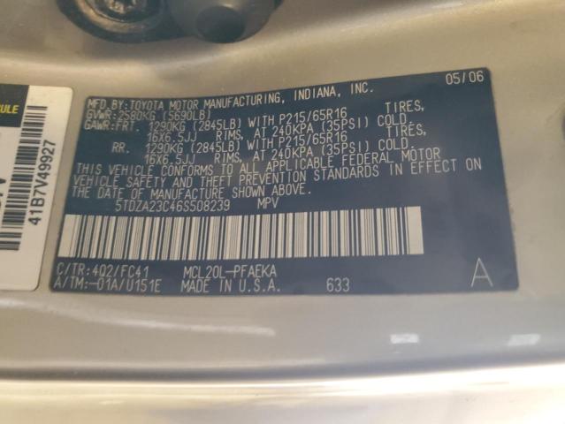 Photo 12 VIN: 5TDZA23C46S508239 - TOYOTA SIENNA CE 