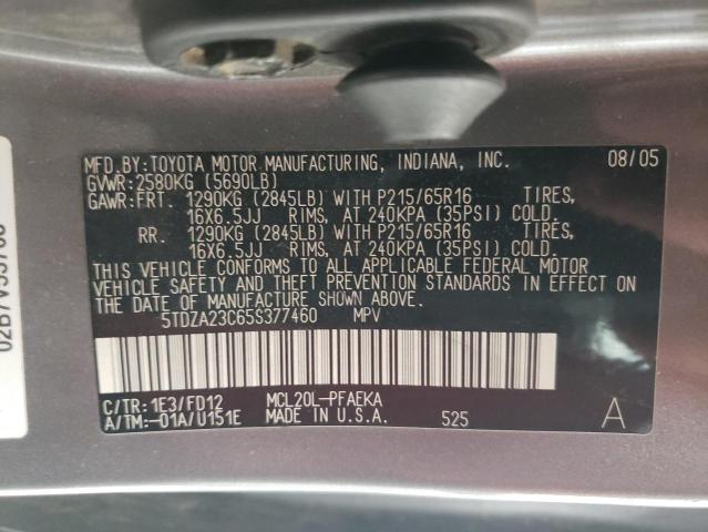 Photo 12 VIN: 5TDZA23C65S377460 - TOYOTA SIENNA CE 