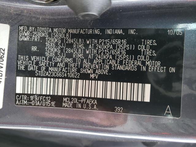 Photo 9 VIN: 5TDZA23C66S410622 - TOYOTA SIENNA CE 