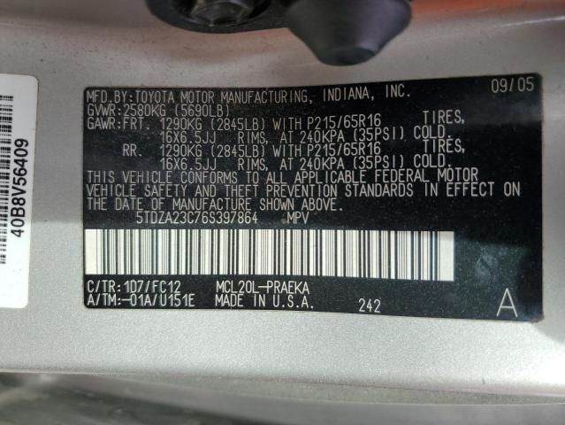 Photo 12 VIN: 5TDZA23C76S397864 - TOYOTA SIENNA CE 