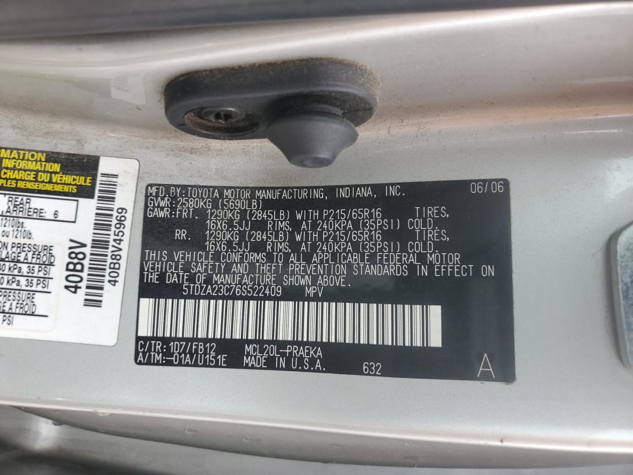 Photo 13 VIN: 5TDZA23C76S522409 - TOYOTA SIENNA 