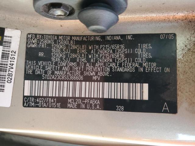 Photo 12 VIN: 5TDZA23C85S366606 - TOYOTA SIENNA CE 