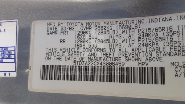 Photo 2 VIN: 5TDZA23CX4S006459 - TOYOTA SIENNA 