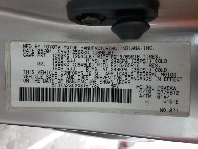 Photo 12 VIN: 5TDZA23CX4S167782 - TOYOTA SIENNA CE 