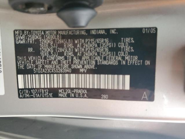 Photo 12 VIN: 5TDZA23CX5S283940 - TOYOTA SIENNA CE 