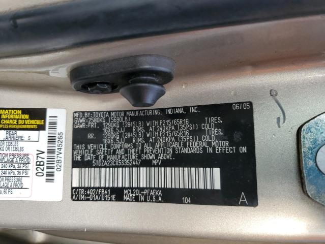 Photo 11 VIN: 5TDZA23CX5S352447 - TOYOTA SIENNA CE 