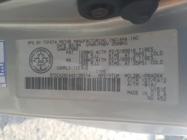 Photo 9 VIN: 5TDZA29C44S126314 - TOYOTA SIENNA 