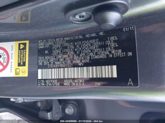 Photo 8 VIN: 5TDZA3EH1BS011531 - TOYOTA HIGHLANDER 