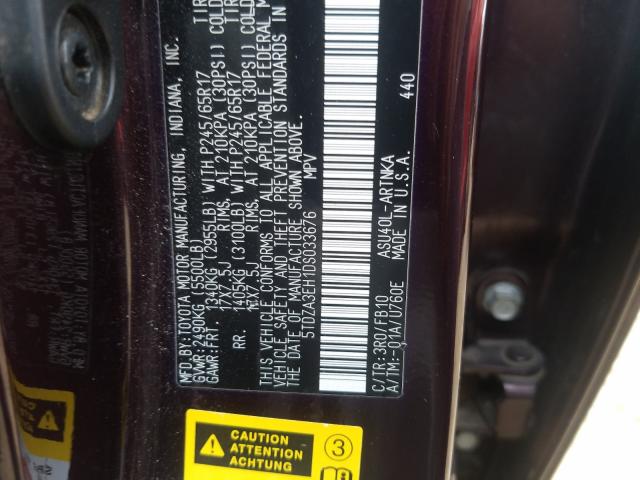 Photo 9 VIN: 5TDZA3EH1DS033676 - TOYOTA HIGHLANDER 