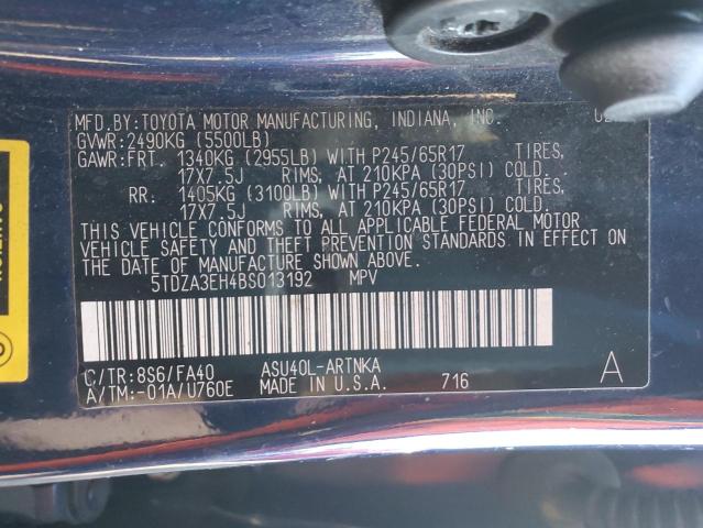 Photo 13 VIN: 5TDZA3EH4BS013192 - TOYOTA HIGHLANDER 