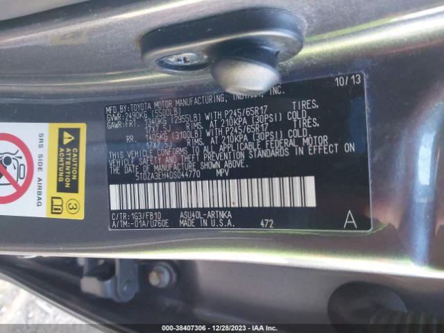 Photo 8 VIN: 5TDZA3EH4DS044770 - TOYOTA HIGHLANDER 