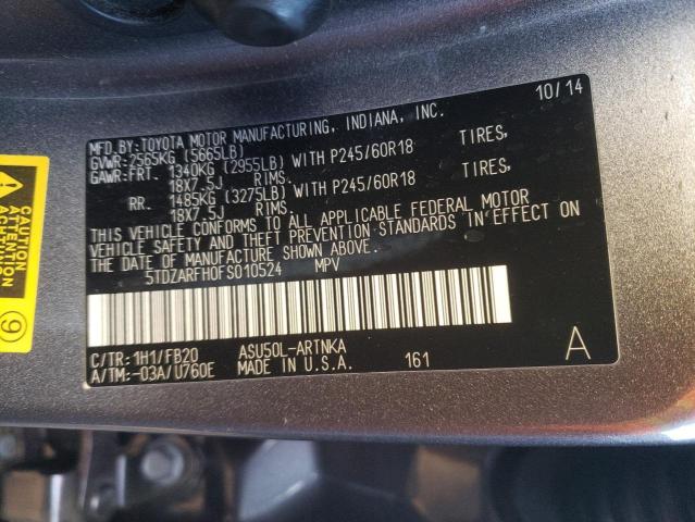 Photo 12 VIN: 5TDZARFH0FS010524 - TOYOTA HIGHLANDER 