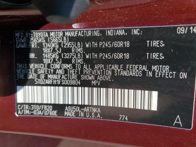 Photo 11 VIN: 5TDZARFH1FS009804 - TOYOTA HIGHLANDER 