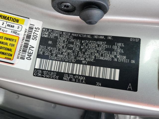 Photo 12 VIN: 5TDZK22C17S012167 - TOYOTA SIENNA XLE 