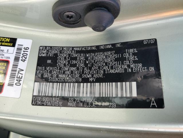 Photo 12 VIN: 5TDZK22C17S096118 - TOYOTA SIENNA XLE 