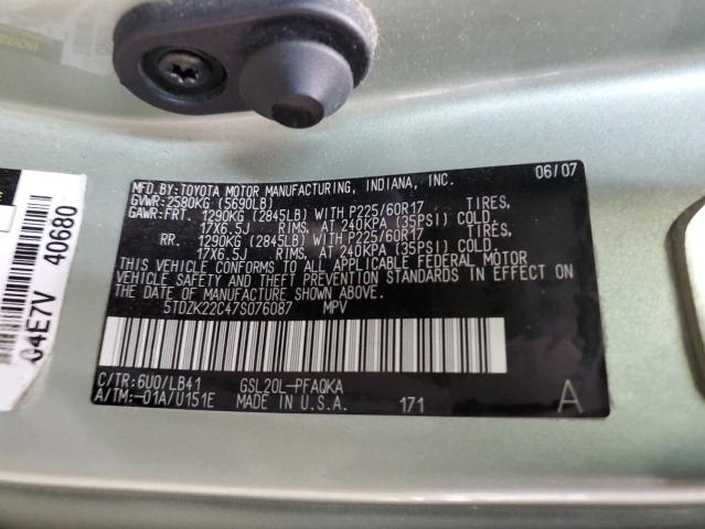 Photo 12 VIN: 5TDZK22C47S076087 - TOYOTA SIENNA XLE 