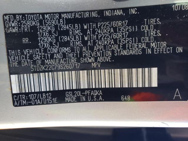 Photo 12 VIN: 5TDZK22C79S260717 - TOYOTA SIENNA XLE 