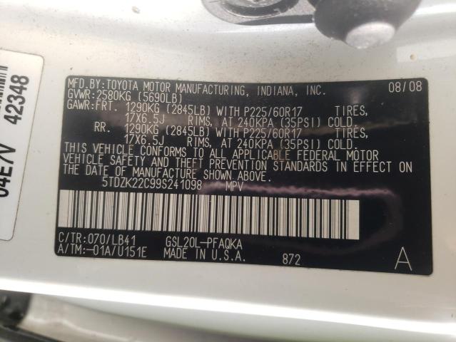 Photo 11 VIN: 5TDZK22C99S241098 - TOYOTA SIENNA XLE 