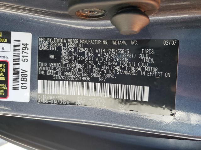 Photo 12 VIN: 5TDZK23C07S049936 - TOYOTA SIENNA CE 